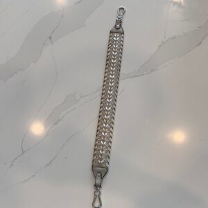 Silver & Gold & Taupe Leather Shoulder Strap